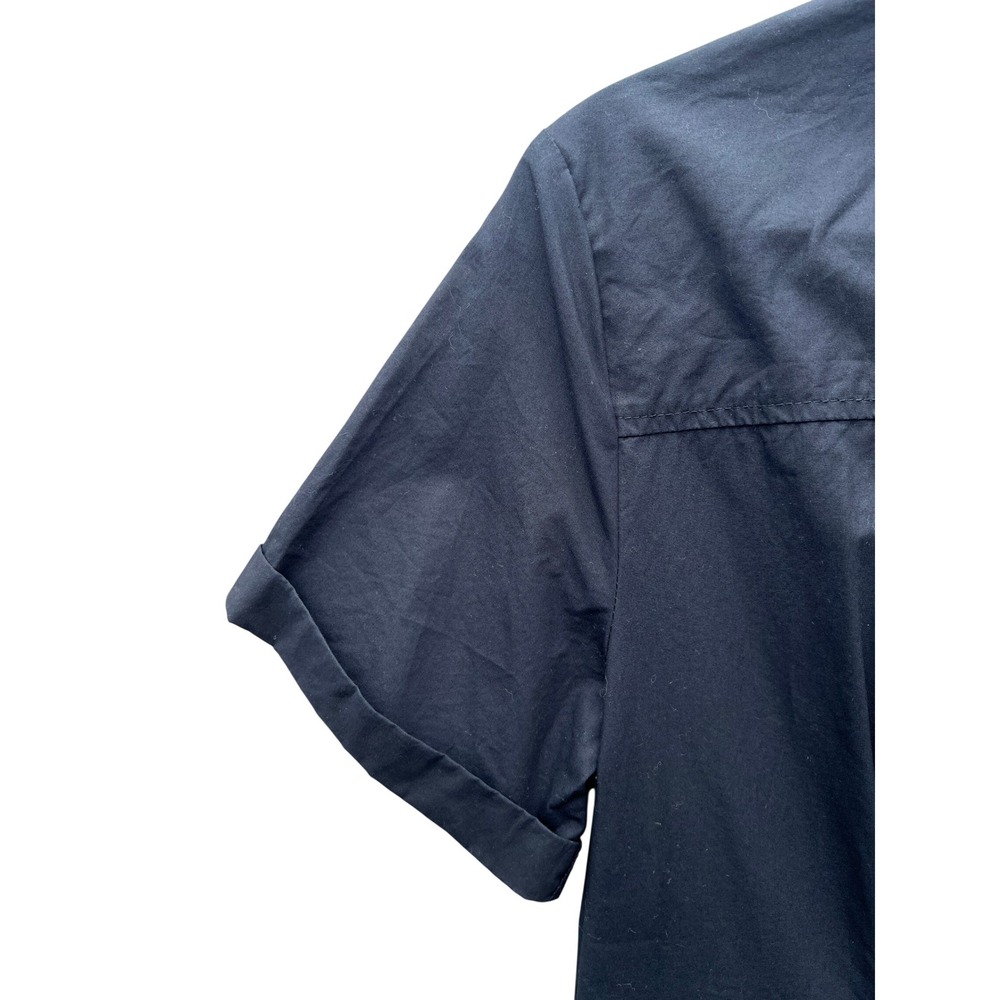 HABITUAL Black Button Up Short Sleeve Shirt Dress Midi Small‎ Cotton Academia - Picture 4 of 8